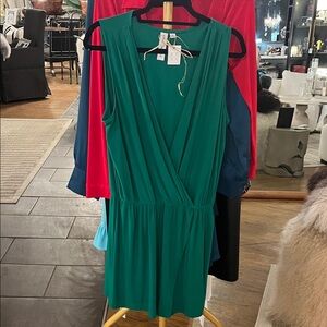 Emma & Michele Emerald Green Wrap Mini Dress